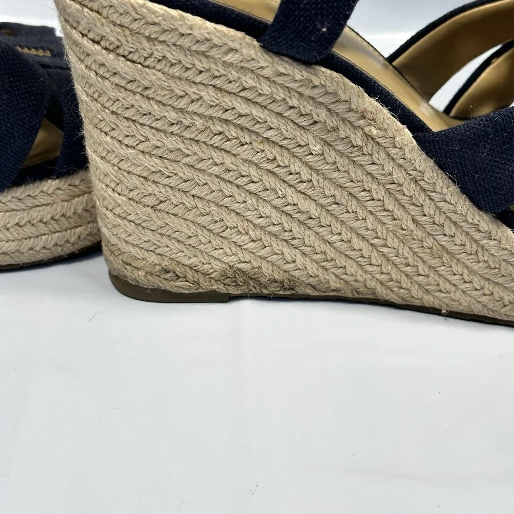 Michael MICHAEL KORS Berkley Wedge Platform Sandal Navy Canvas Zip US 10M